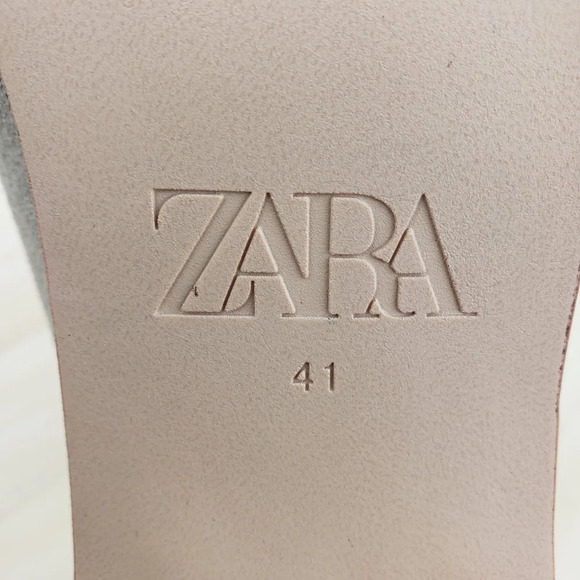 Zara Suede Leather Slide Sandal Kitty Heel Mule Shoes Women's Size 41 Taupe Gray - Picture 11 of 16